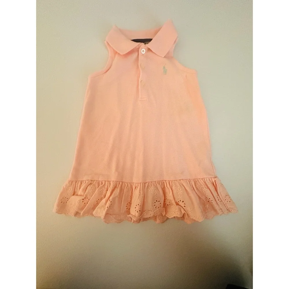 Ralph Lauren Girls 12M 2pc Knit Dress & Bloomers Set Pink Sleeveless